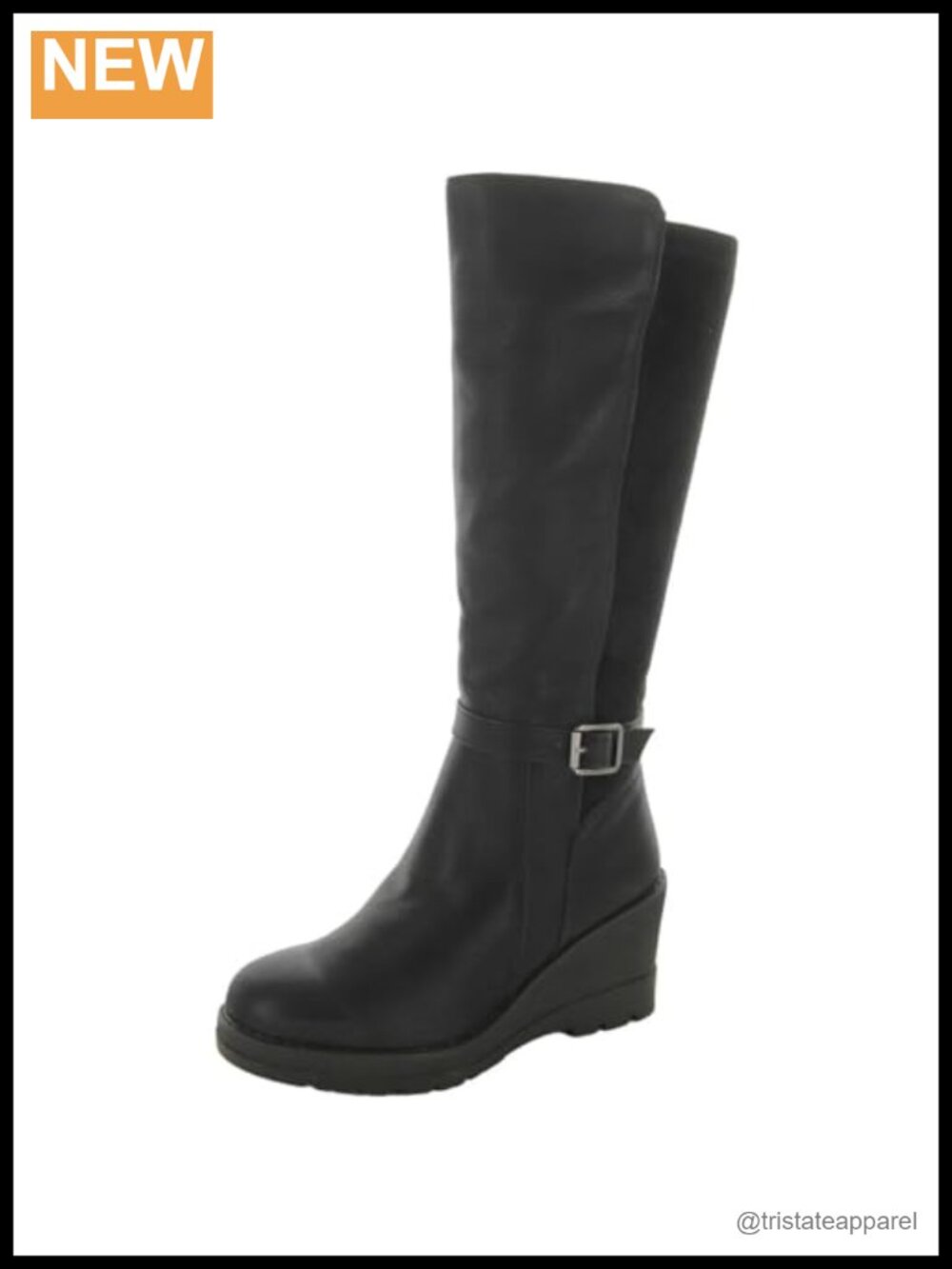 Knee High Boots w/ Buckle Strap Detail, Memory Foam Insole, Textile Lining,